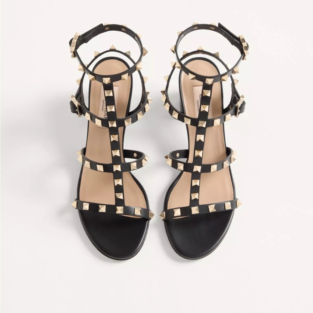 Valentino Garavani Rockstud 60mm Ankle Strap Sandals Black Size 37